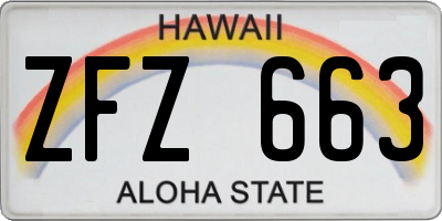 HI license plate ZFZ663