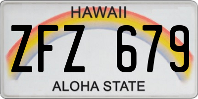 HI license plate ZFZ679
