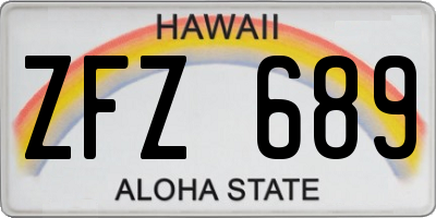 HI license plate ZFZ689