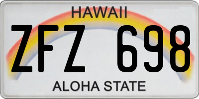 HI license plate ZFZ698
