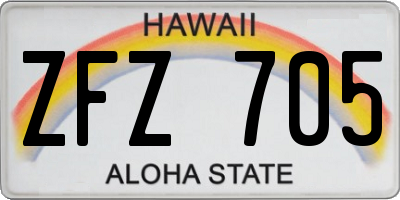 HI license plate ZFZ705