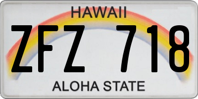 HI license plate ZFZ718