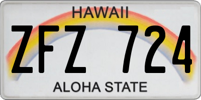 HI license plate ZFZ724