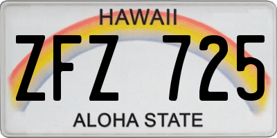 HI license plate ZFZ725