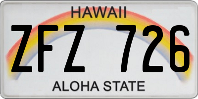 HI license plate ZFZ726