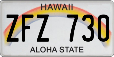HI license plate ZFZ730