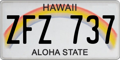 HI license plate ZFZ737