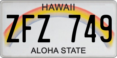 HI license plate ZFZ749