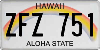 HI license plate ZFZ751