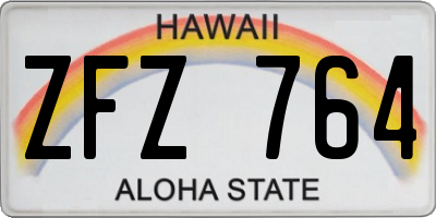 HI license plate ZFZ764