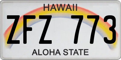 HI license plate ZFZ773