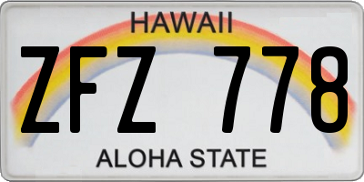 HI license plate ZFZ778