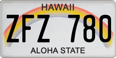 HI license plate ZFZ780
