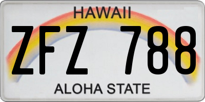 HI license plate ZFZ788