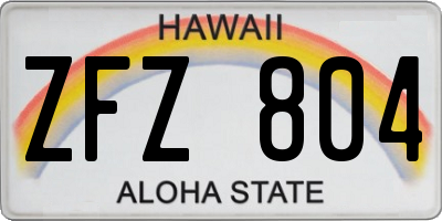 HI license plate ZFZ804