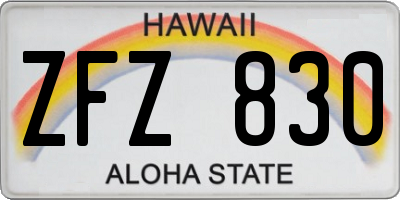HI license plate ZFZ830