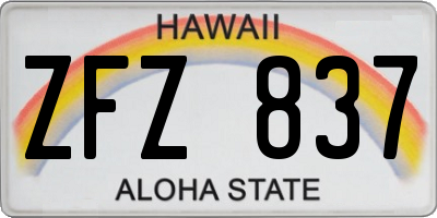 HI license plate ZFZ837