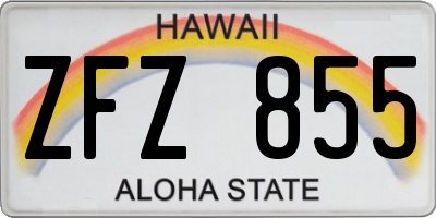 HI license plate ZFZ855