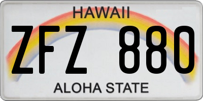 HI license plate ZFZ880