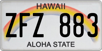 HI license plate ZFZ883