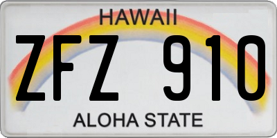 HI license plate ZFZ910