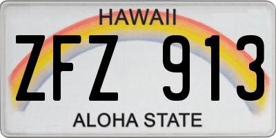 HI license plate ZFZ913