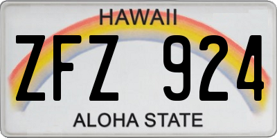 HI license plate ZFZ924