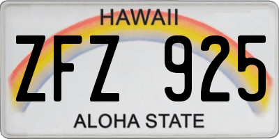 HI license plate ZFZ925