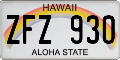 HI license plate ZFZ930