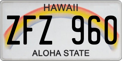 HI license plate ZFZ960