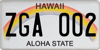 HI license plate ZGA002