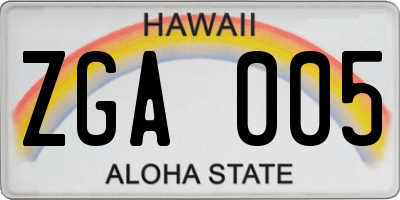 HI license plate ZGA005