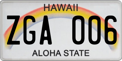 HI license plate ZGA006