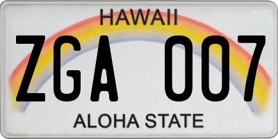 HI license plate ZGA007