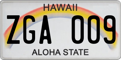 HI license plate ZGA009