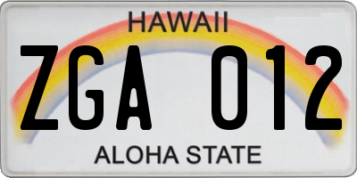HI license plate ZGA012