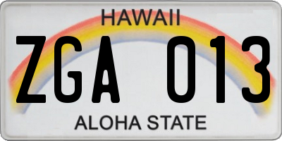 HI license plate ZGA013