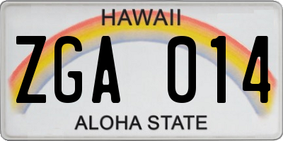 HI license plate ZGA014
