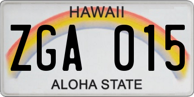HI license plate ZGA015
