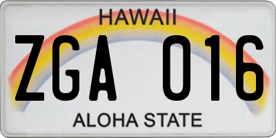 HI license plate ZGA016