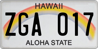 HI license plate ZGA017