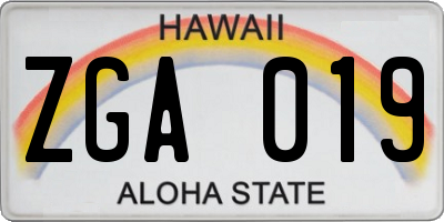 HI license plate ZGA019