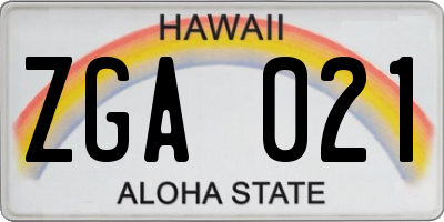 HI license plate ZGA021