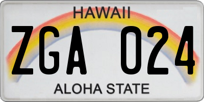 HI license plate ZGA024