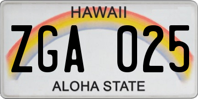 HI license plate ZGA025