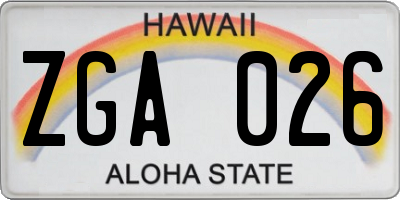 HI license plate ZGA026