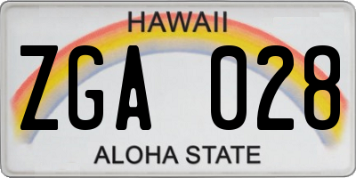 HI license plate ZGA028