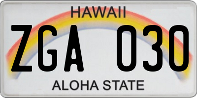HI license plate ZGA030