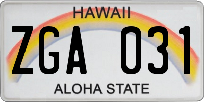 HI license plate ZGA031