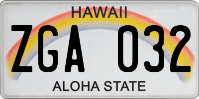 HI license plate ZGA032